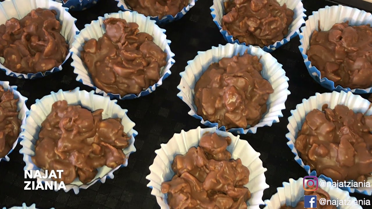 حلويات العيد/حلوة كورنفلكس والفول السودانى  GÂTEAU CORN FLAKES CHOCOLAT ET CACAHUÈTES