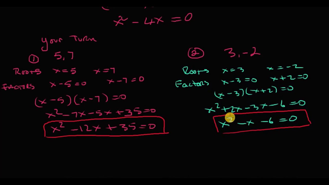 Form Quadratic Equations From Roots