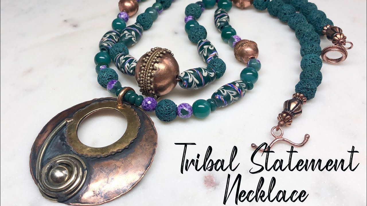 African Glass and Copper Statement Necklace Tutorial!