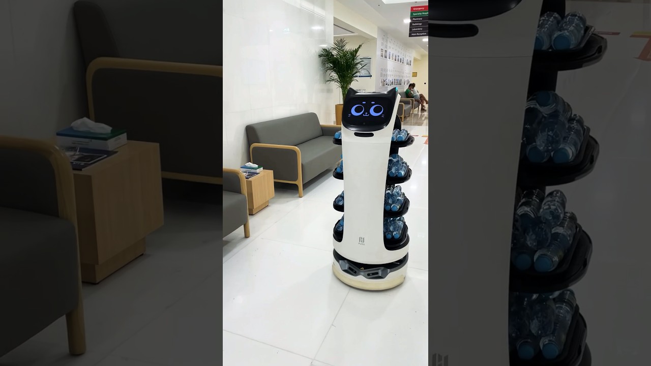 Robot Serving Water in Dubai Hospital 🇦🇪🤩 #dubai #robot #technology #shorts #trending #reels