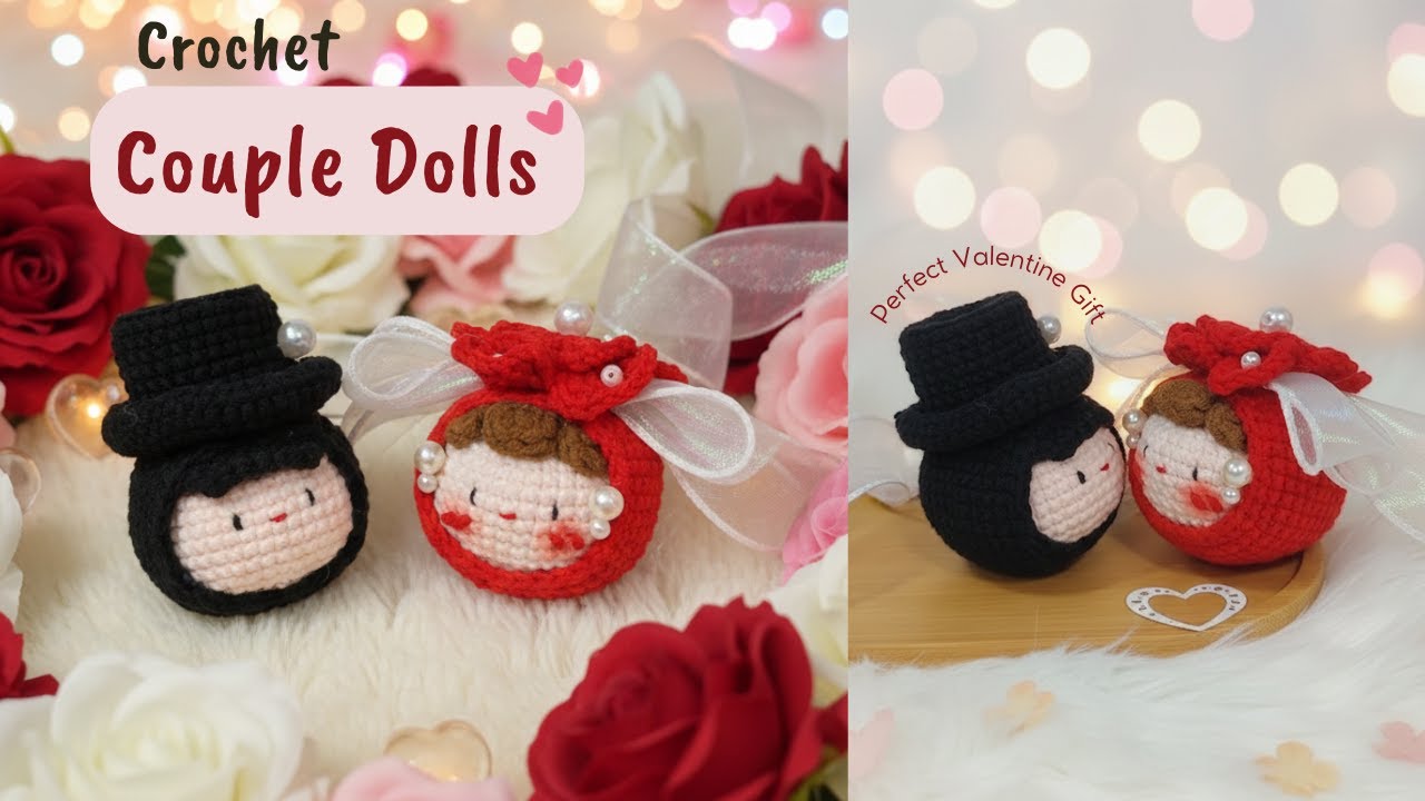 Cute Crochet Couple Dolls Tutorial | Perfect Valentine Gift | Beginner-Friendly 💕💕