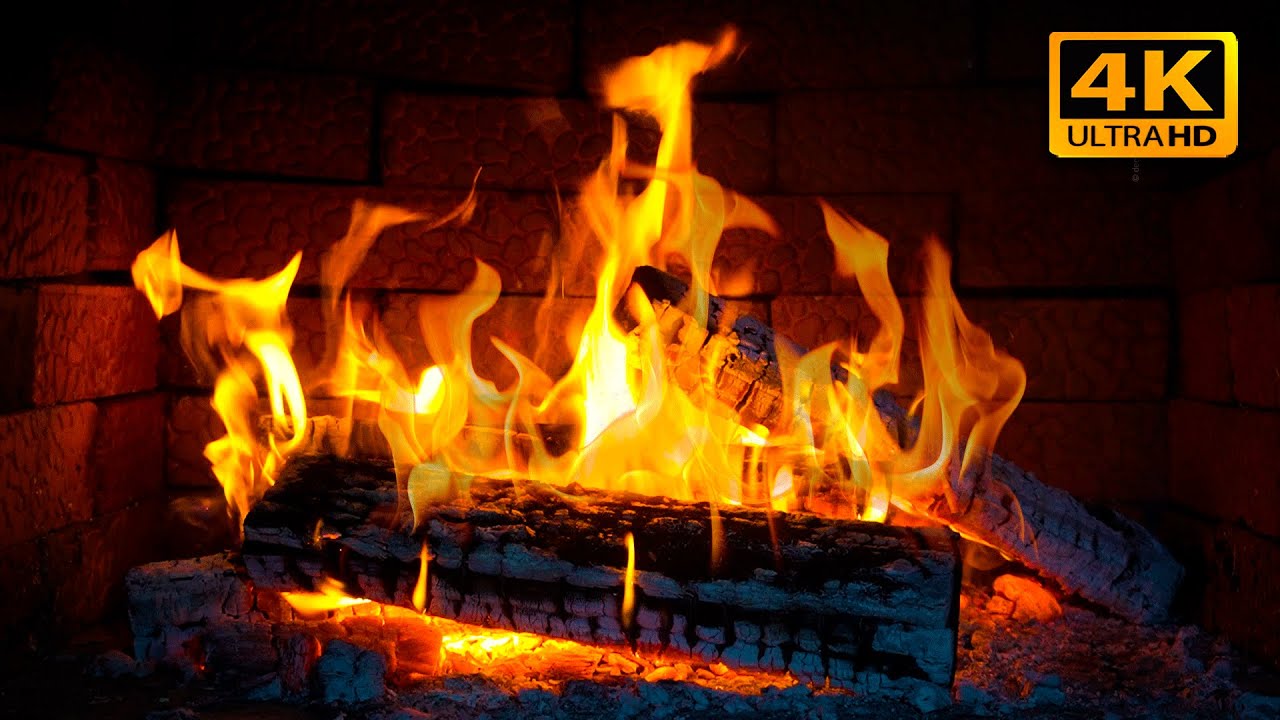 🔥Winter evening by the fireplace (NO ADVERTISING!). Burning fireplace in 4K (12 hours)
