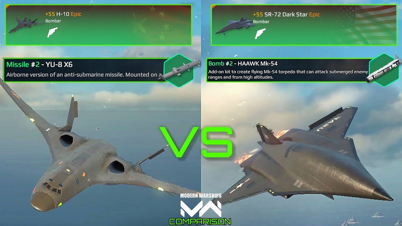 SR-72 Dark Star VS H-10 | VIP Bomber Comparison | Modern Warships