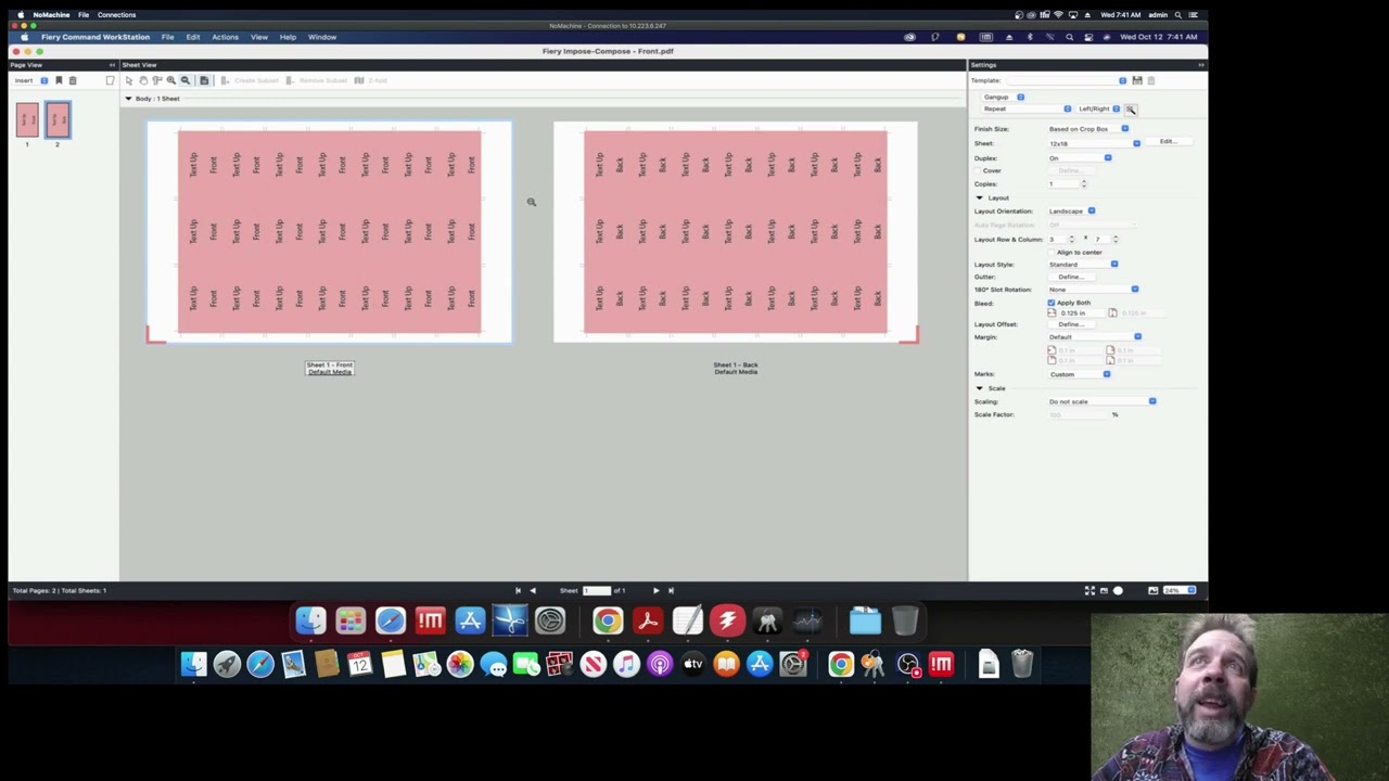 Рабочая станция Fiery Command Impose для создания визитных карточек