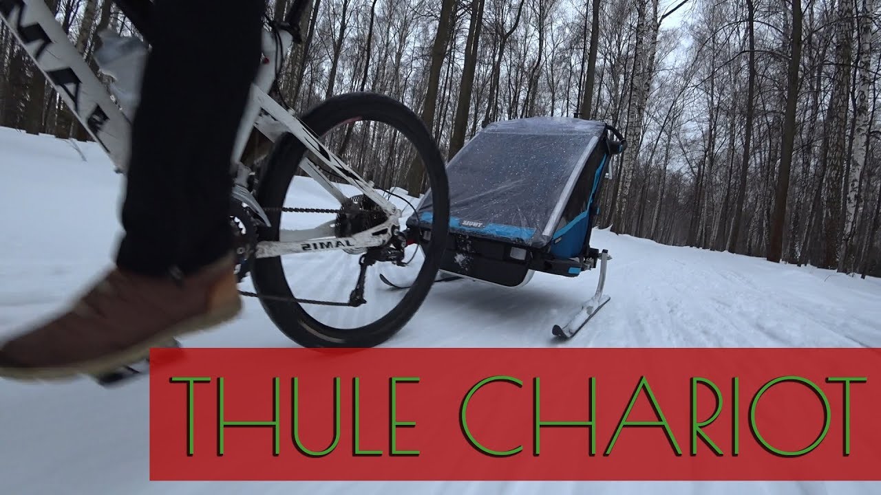 Катание на великах зимой с тележкой Thule Chariot Cross