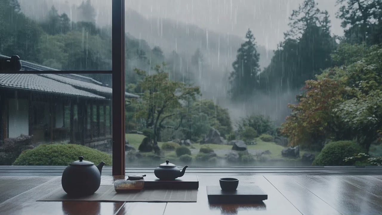 Japanese Countryside Rain &ndash; Jazz Music & Warm Tea Ambience