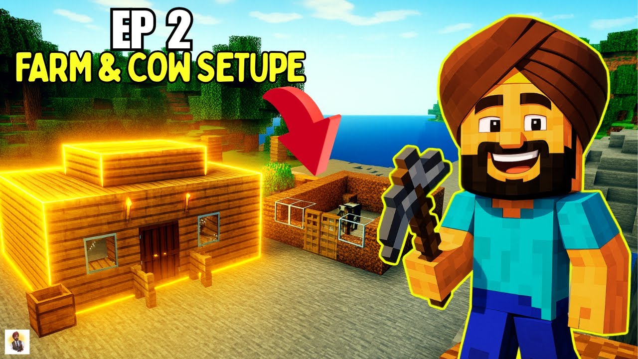 Minecraft Ep 2 | Building Farm & Cow Area | Perfect Early Progress 🌾 | Live #manjithub #minecraft