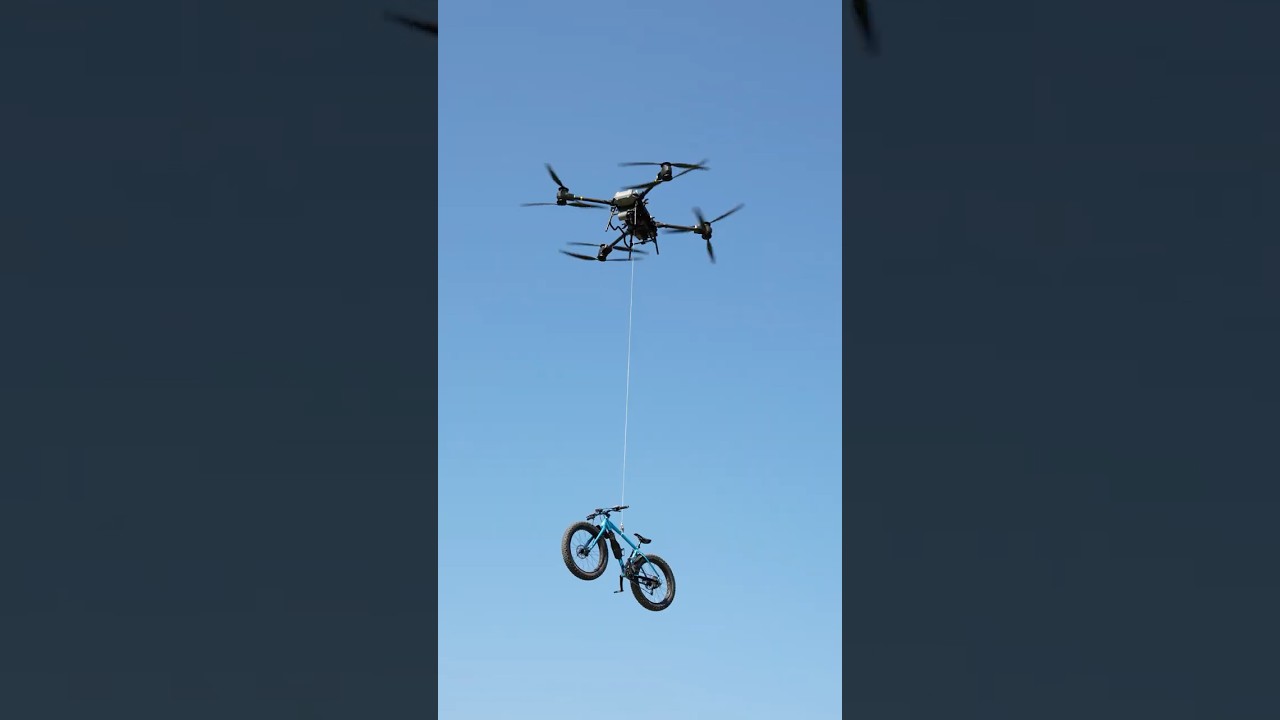Massive delivery drone lifts a mountain bike 🪂 DJI FlyCart 30 🎬 @GDtoo