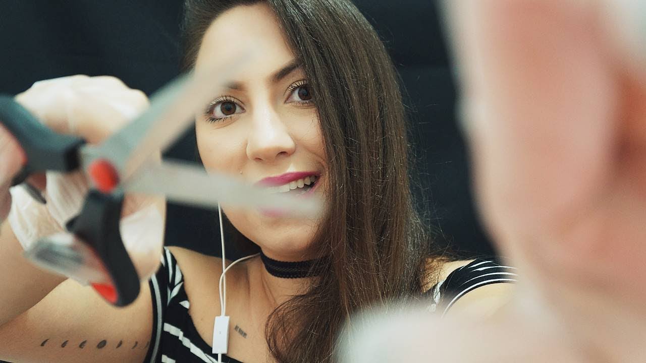 🎧 ASMR: Pintando seu cabelo | Sons tesoura, luvas de plástico e misturinha - BINAURAL
