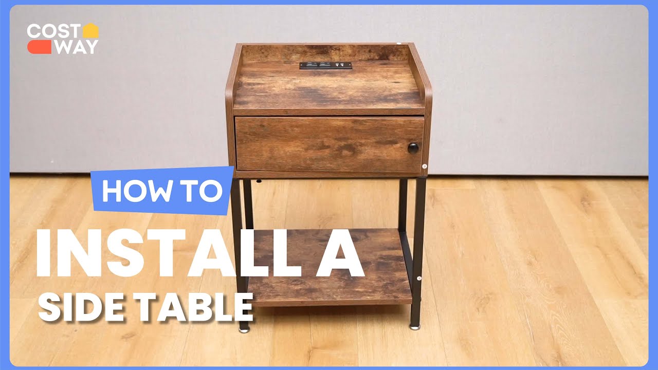 How to Install the Narrow Side Table with USB Ports and Power Outlets | JV10447US #costway #howto