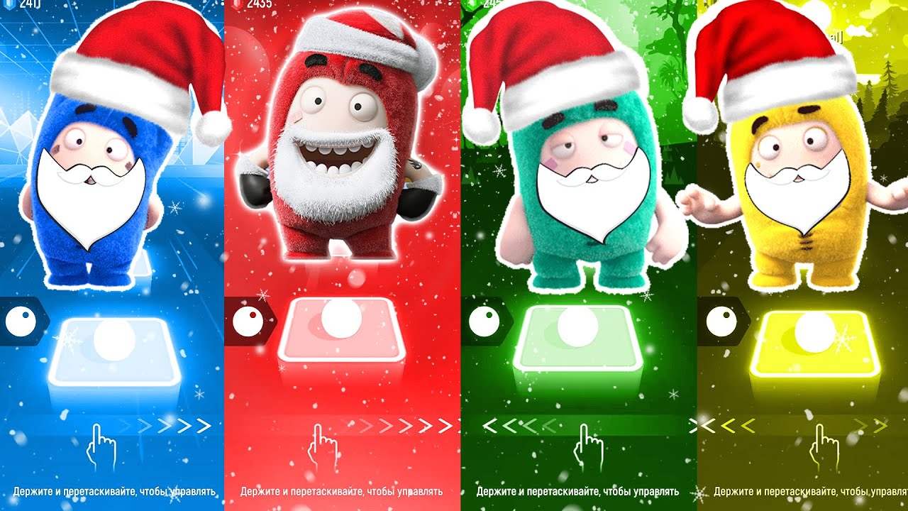 Santa Oddbods Pogo VS Oddbods Fuse VS Oddbods Zee VS Oddbods Slick | Christmas Tiles Hop EDM Rush!