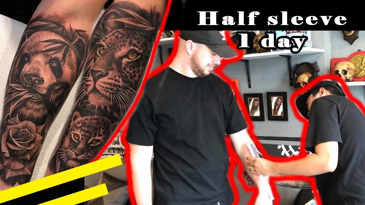 FRESH VS HEALED HALF SLEEVE ANIMAL TATTOO!!!