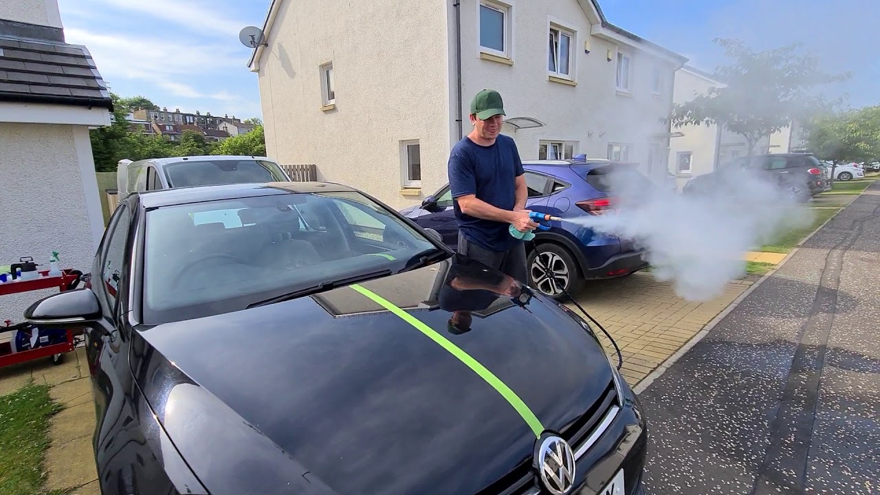 Steam cleaning and protecting car paint