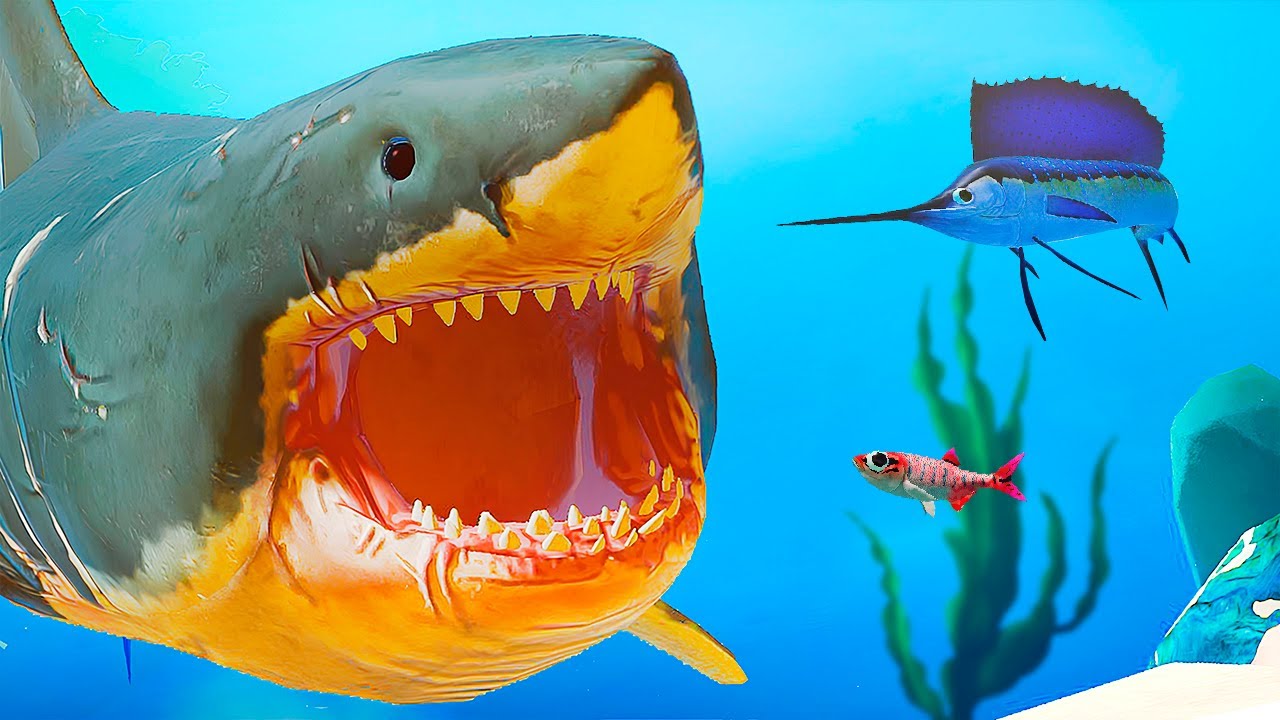 Bebê Tubarão até a Fase Adulta! Vida no Recife de Mako Shark | Feed and Grow: Fish | (PT/BR)