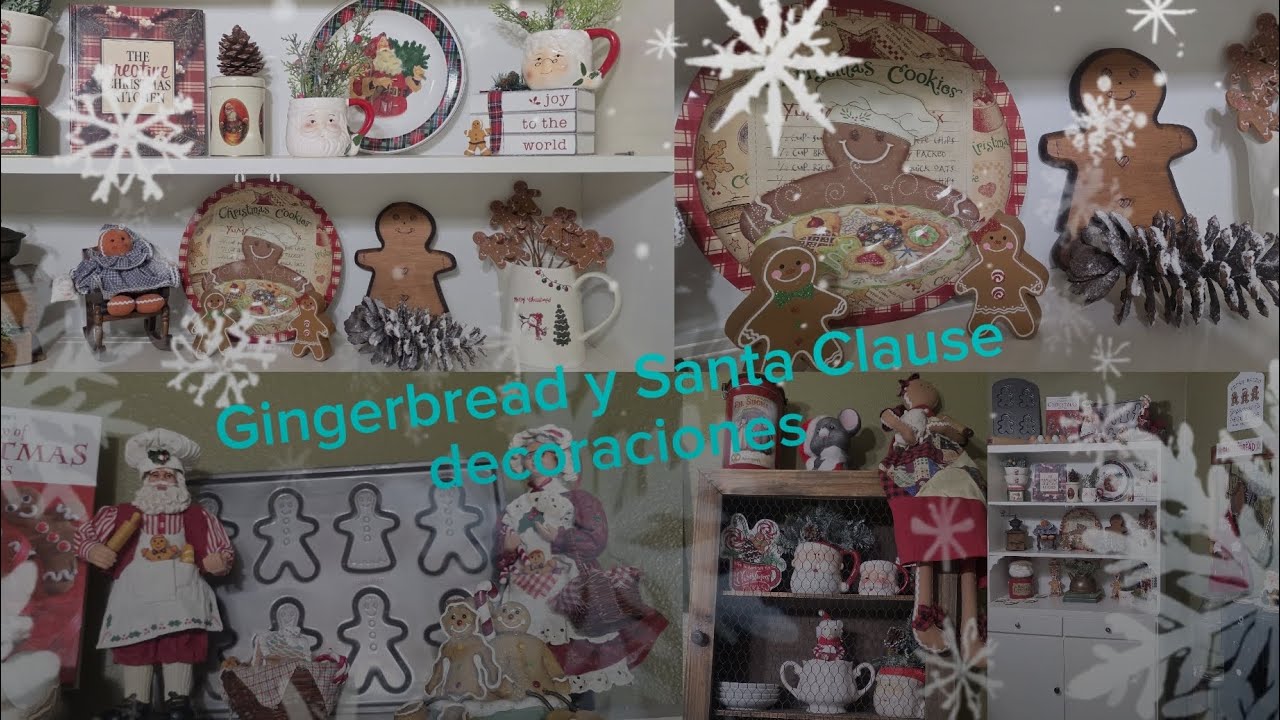 Mis decoraciones de mi chinero en la cocina,  de Navidad / tematica gingerbread y santa 🤶🌲 🍪