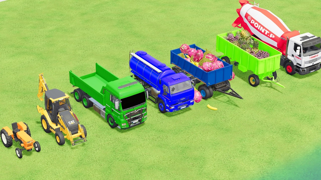 Tractor fiat & TRUCK PERTAMINA & John DEERE & MIXER TRANSPORT BATTLE with TRUCK DAFF ! FS22 - 771