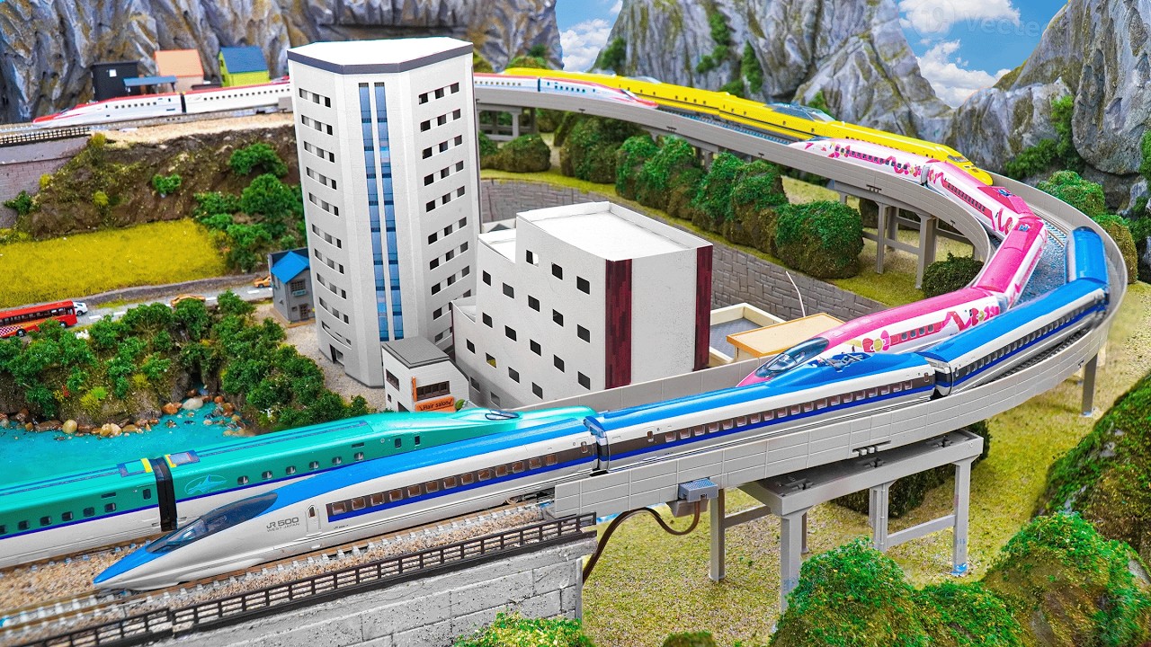 All Kato N Scale Model Trains Running Together on the Tracks! | Dense Subway Kato City