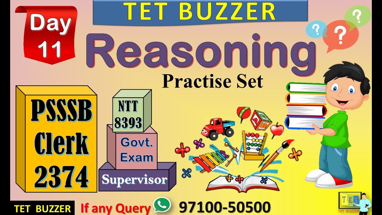 Reasoning Practice Set-11| PSSSB Clerk 2374| NTT 8393| Supervisor| Govt Job| Anmol Arora| TET BUZZER