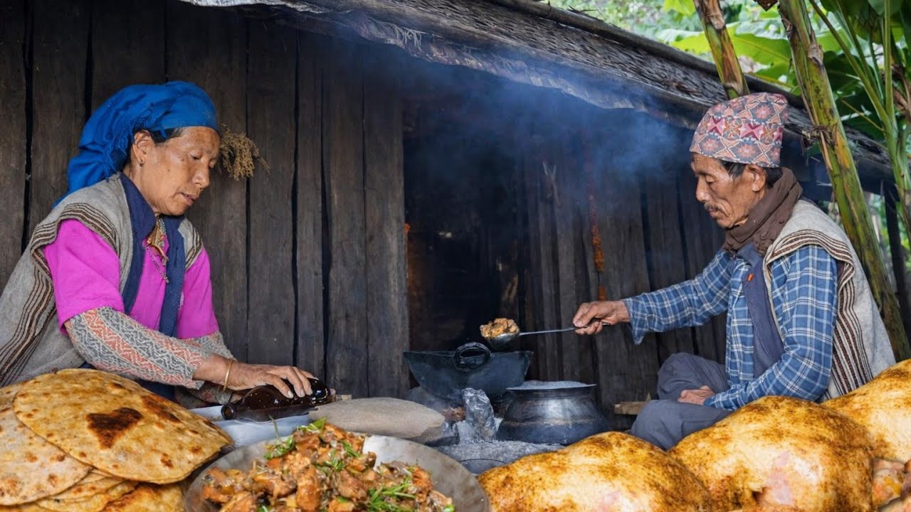 Village Chicken Curry & Handmade Roti | Traditional Wood Fire Cooking