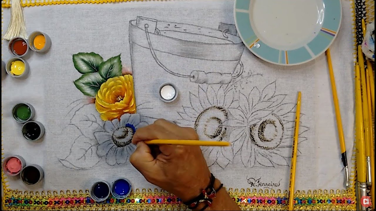 Roberto Ferreira - Vamos Aprender a Pintar Rosas Girassóis e Balde - Parte 1