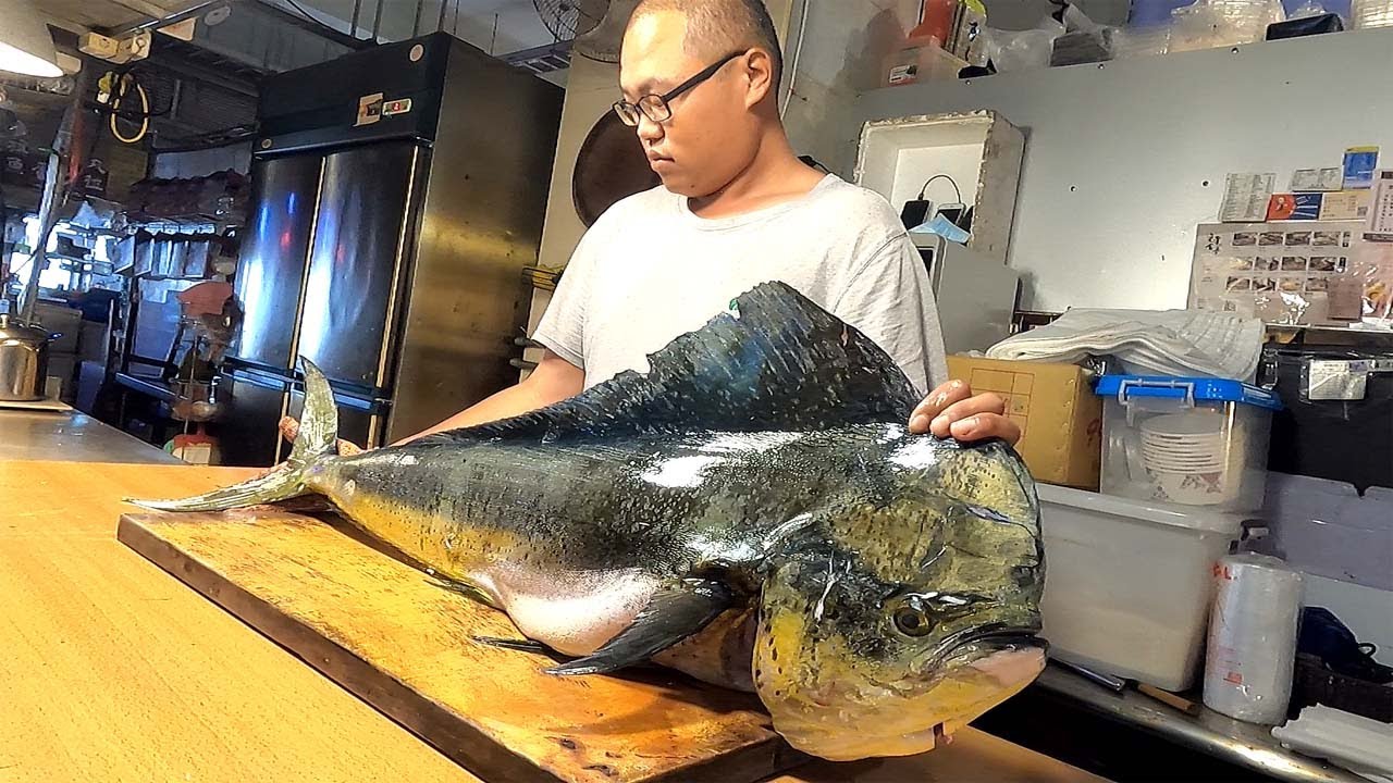 Навыки филе рыбы-монстра-дельфина (MAHI MAHI FISH) - тайваньская уличная еда