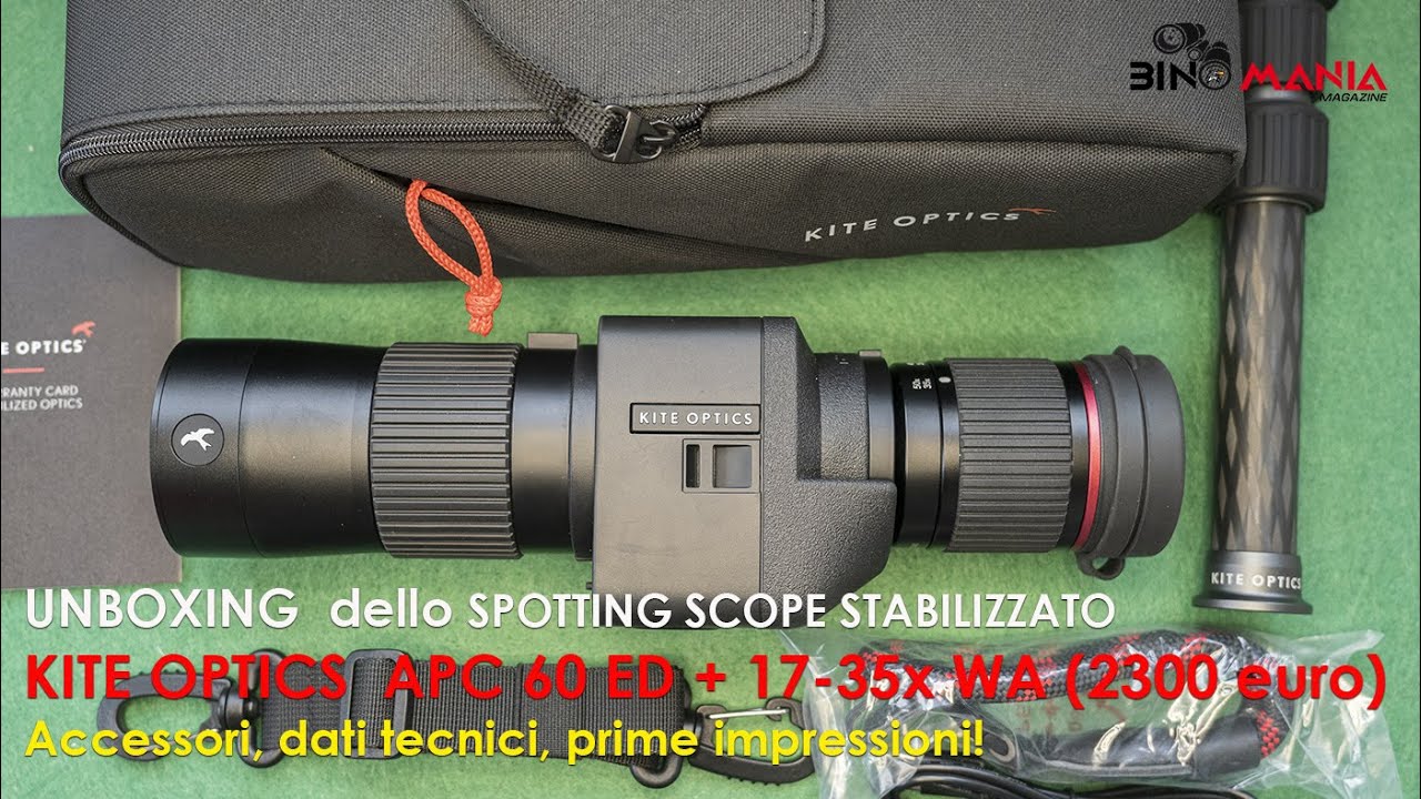 Grande Novità! Spotting scope stabilizzato KITE OPTICS APC 60 ED 17x35 - 2300 euro - UNBOXING