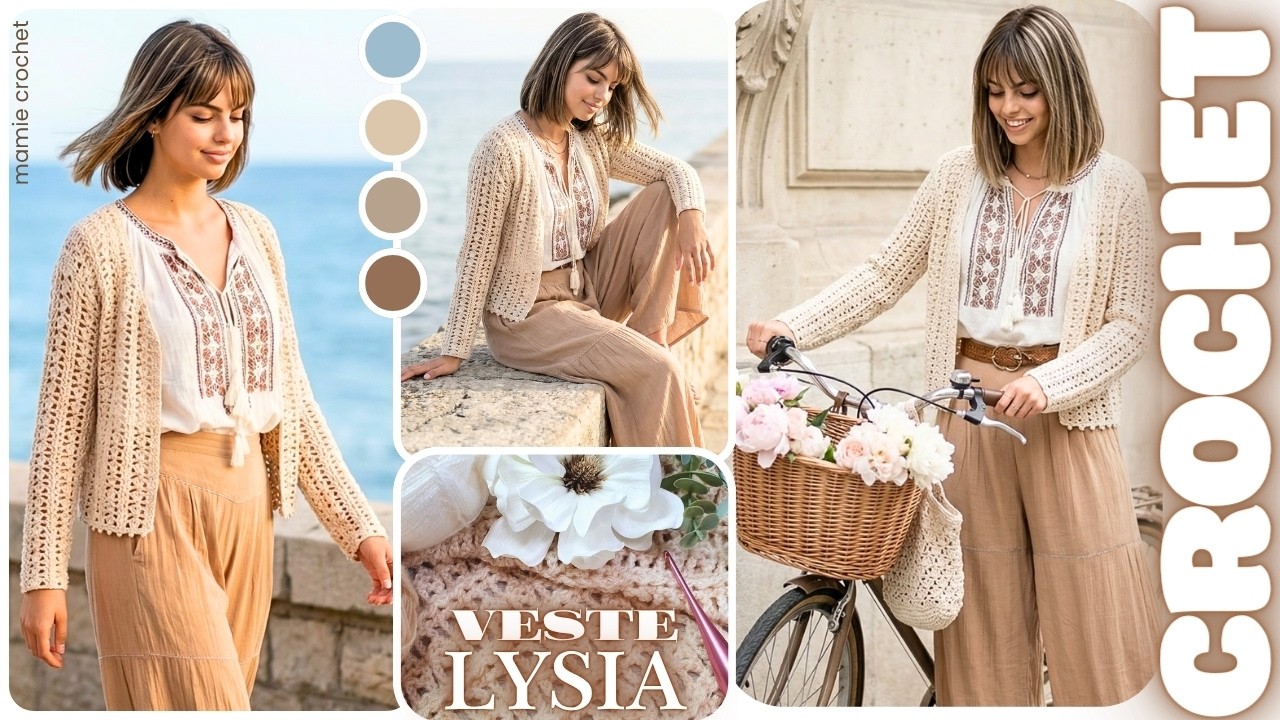 💖 TUTO CROCHET CARDIGAN LYSIA : VERSION BOHEME ET POUR TOUTES TAILLES  😍 @MamieCrochet