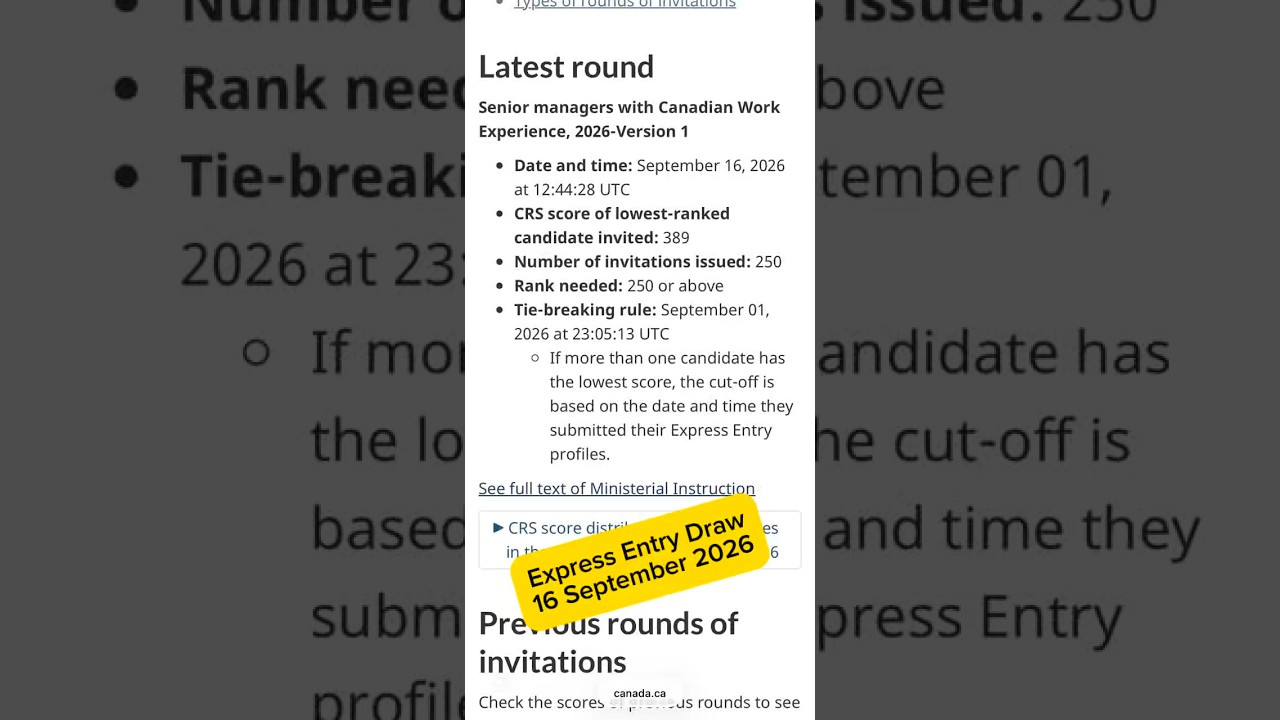 Canada Immigration: Express Entry Draw | 16 September 2026