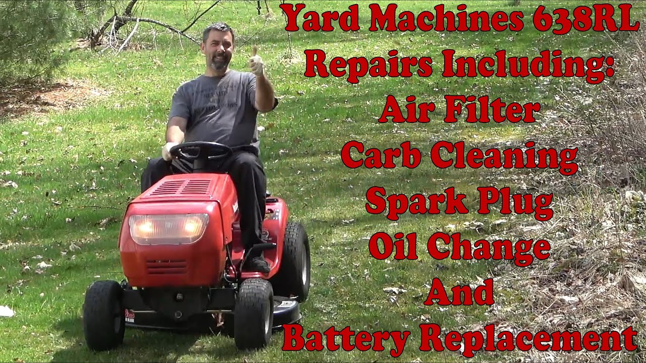 Yard Machines 639RL, воздушный фильтр, свеча зажигания, замена масла, чистка карбюратора и замена...