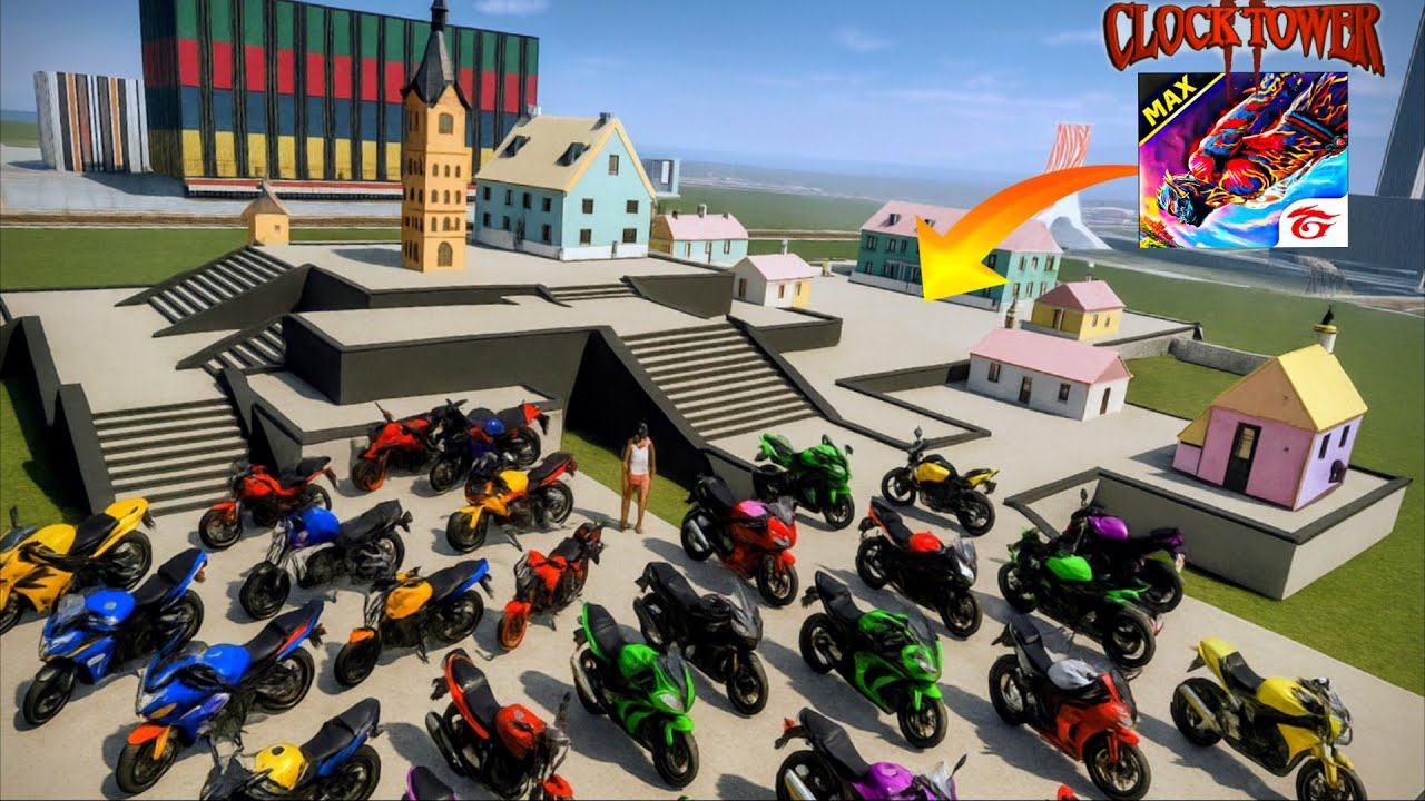 Free Fire Clock Tower In Hide & Seek Challenge   👉Indian bikes driving 3D 