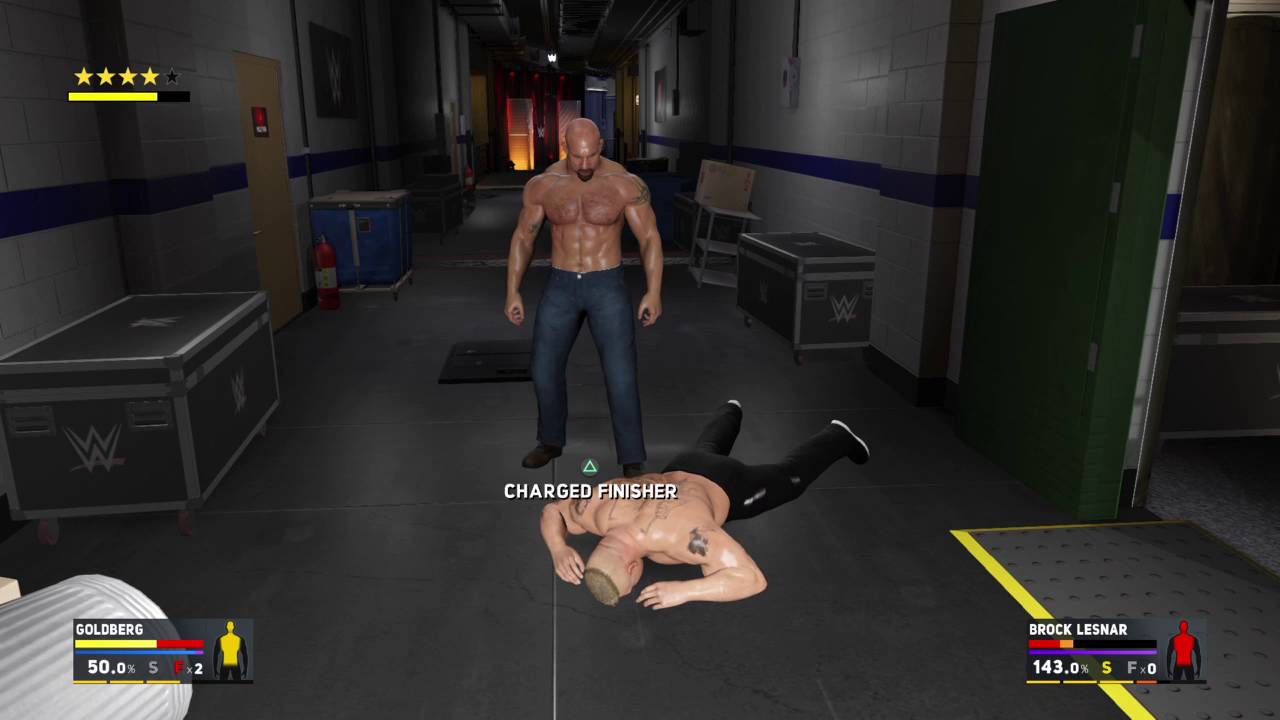 WWE 2K17- Goldberg vs Brock Lesnar Backstage Brawl!!!!!