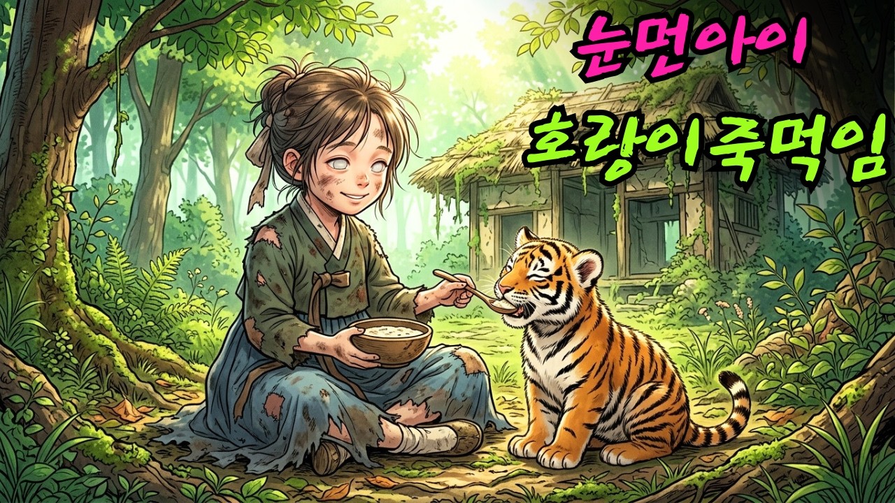 눈먼 아이는 매일 묽은 죽을 한 숟가락씩 새끼 호랑이에게 먹여 주었다.| 야담 | 야사 | 전설 | 민담 | 설화 | 옛날이야기 l 오디오북