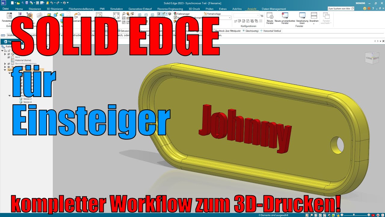 Siemens Solid Edge - Anfänger Tutorial - Schlüsselanhänger zum 3D-Drucken