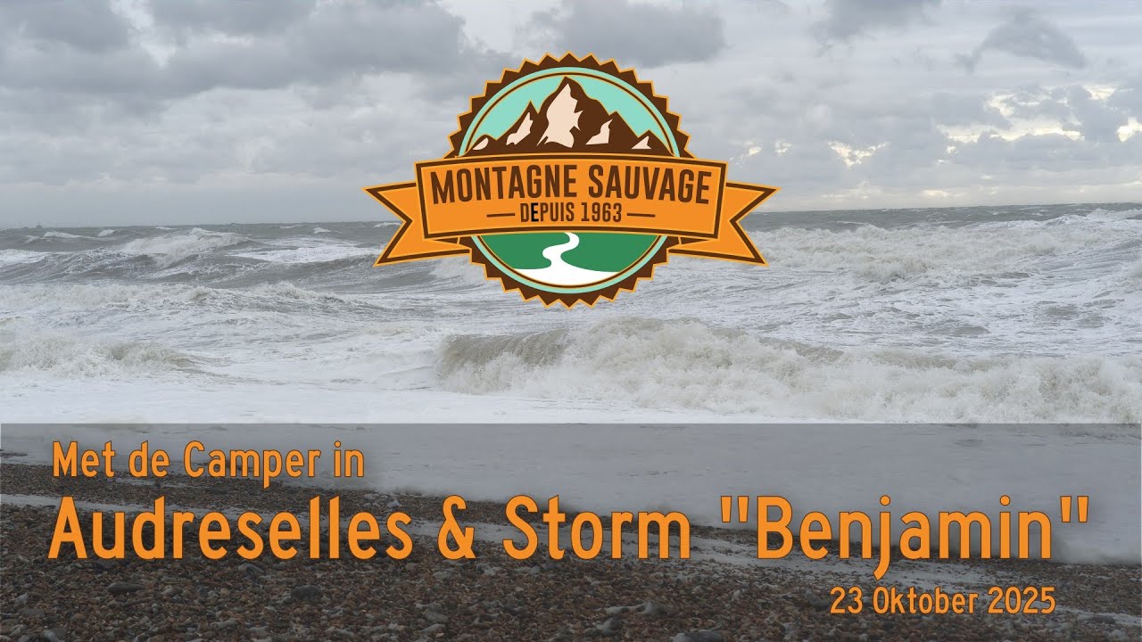 Met de Camper naar Audreselles, Frankrijk met de storm Benjamin