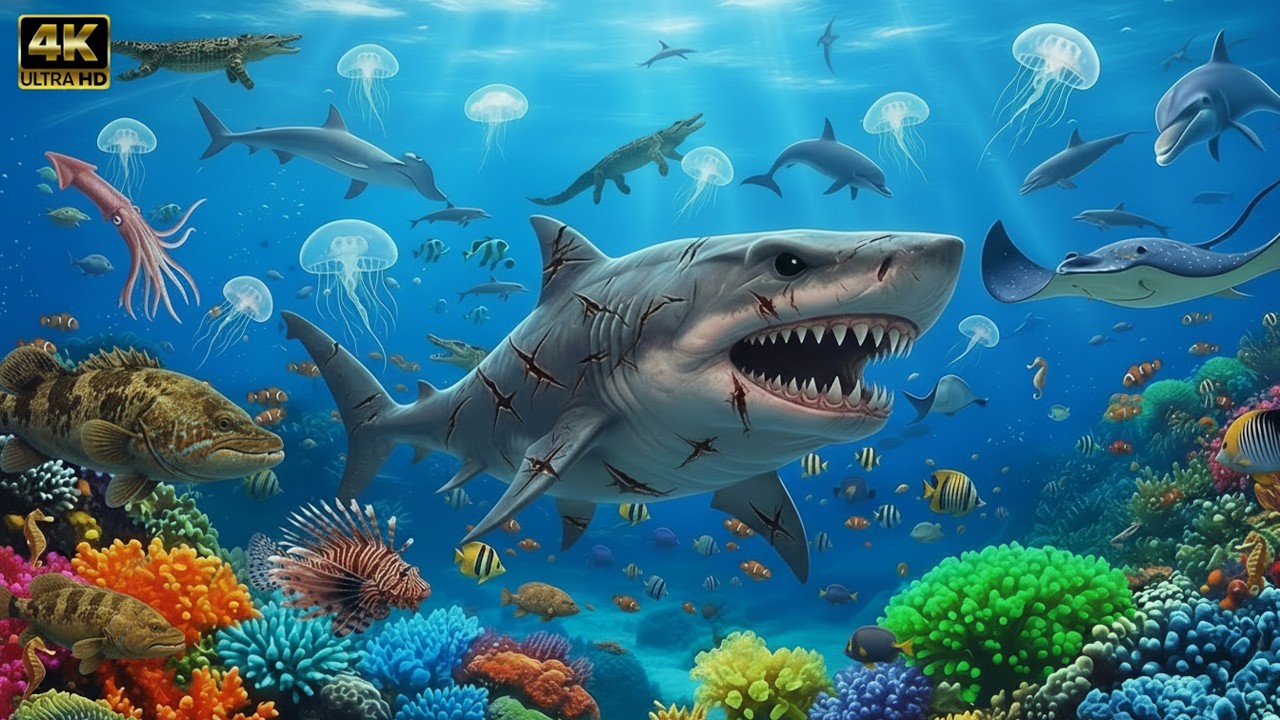 Ocean Wildlife 4K 🌊| Nature Animals Under The Ocean |Soothing Music & Ocean Creatures #music #usa