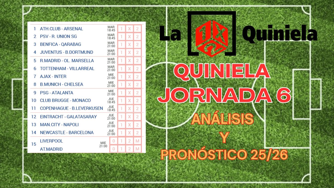 QUINIELA JORNADA 6 | ANÁLISIS Y PRONÓSTICO | HugoXL