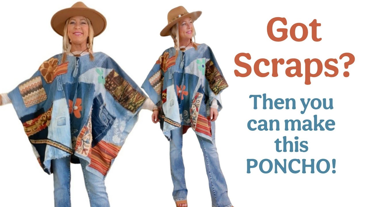 DIY How To Make A Patchwork Denim Poncho