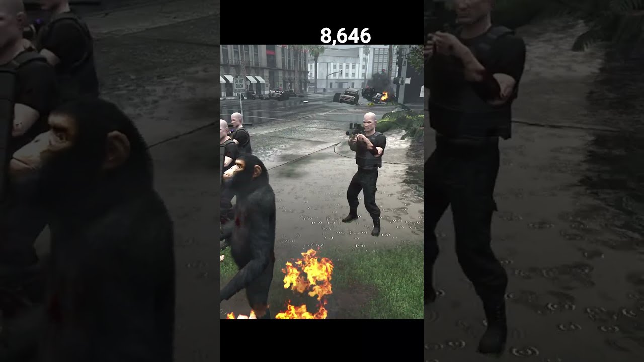 CHIMPANZEE WITH 10+ BODYGUARDS DESTROY ALL COPS & MILITARY IN GTA V | TwoMFislive