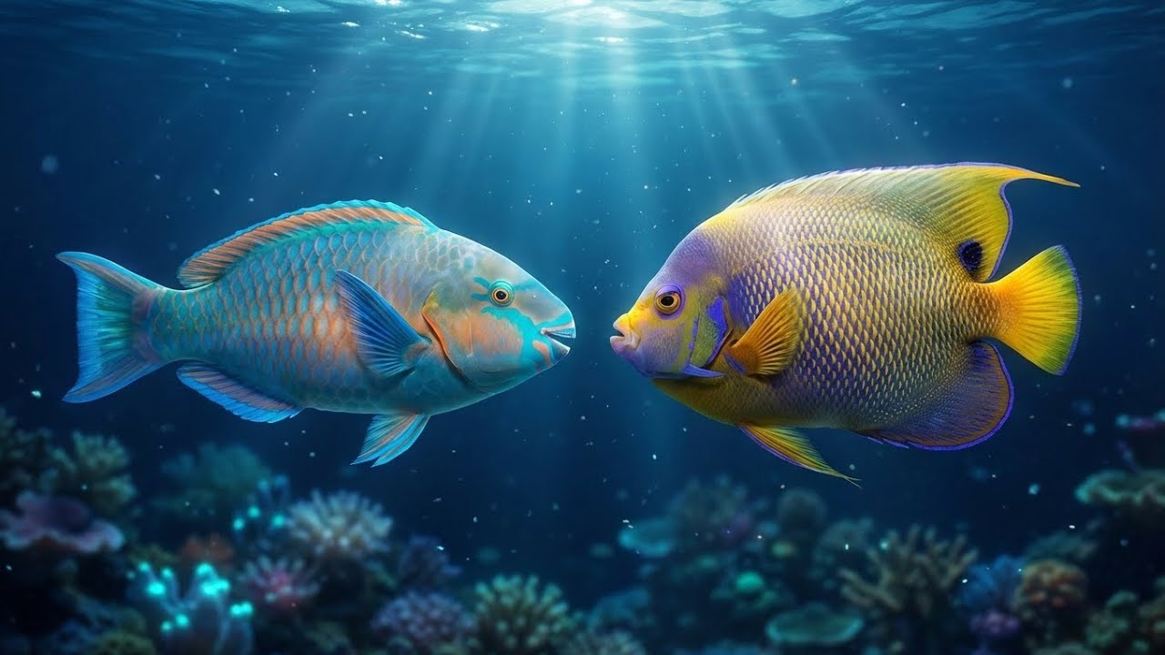 Deep Ocean Peace 🌊 | Colorful Fishes Swimming | Relaxing Nature Sounds