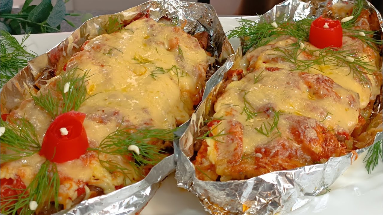 делаю лодочки из фольги и готовлю в них вкусный УЖИН В духовке//рецепт вкусных лодочек, ЛОДОЧКИ!!!