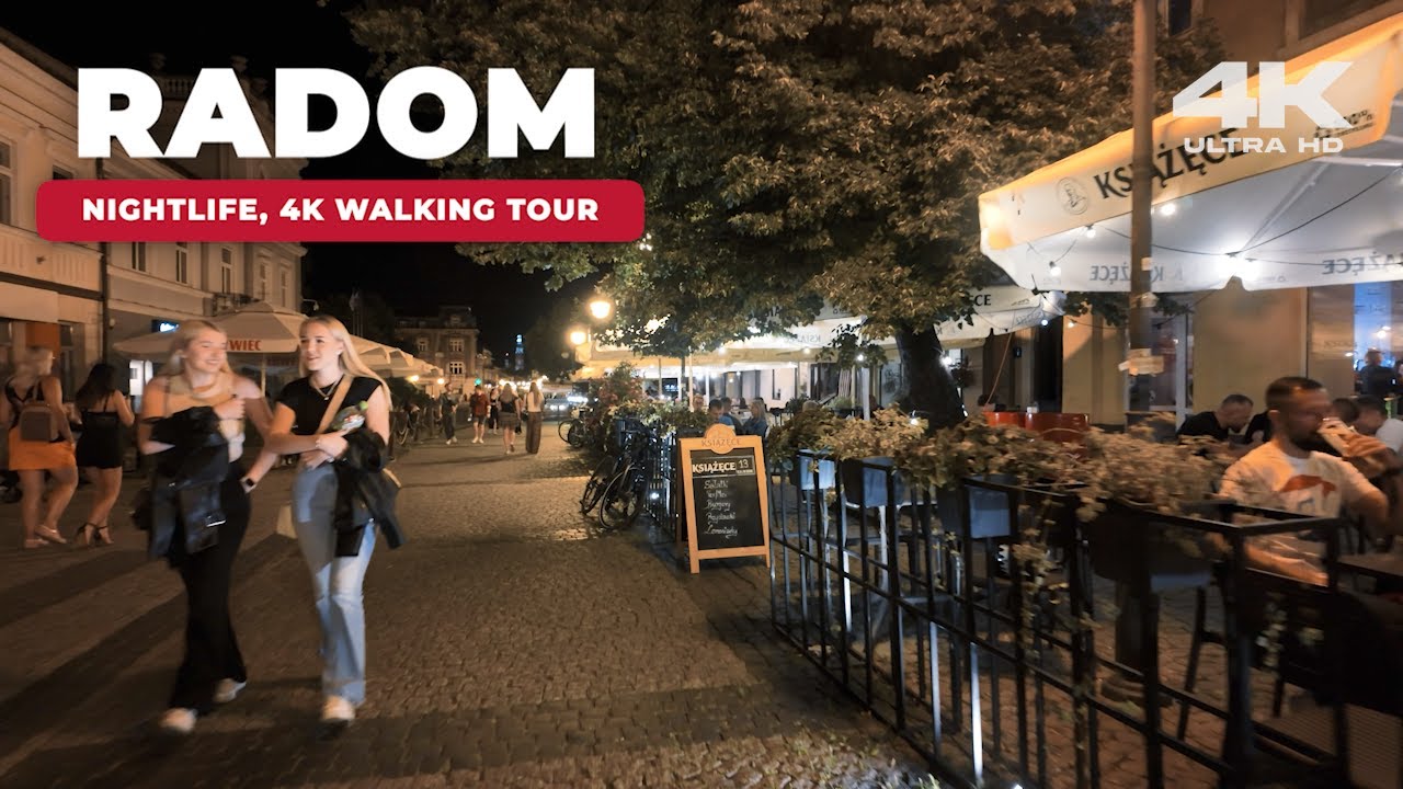 Nightlife in Radom, Poland - 4K Walking Tour - City Streets After Dark