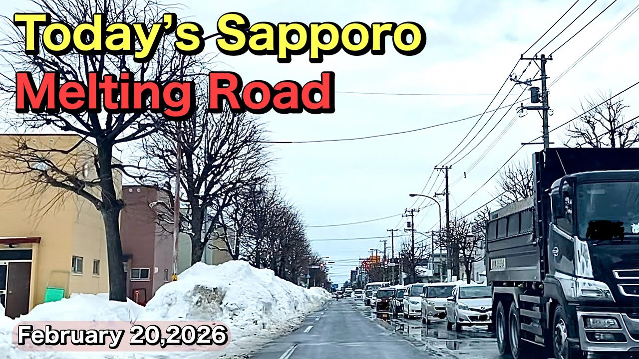 Today’s Sapporo.Melting Road.February 20,2026.Japan 