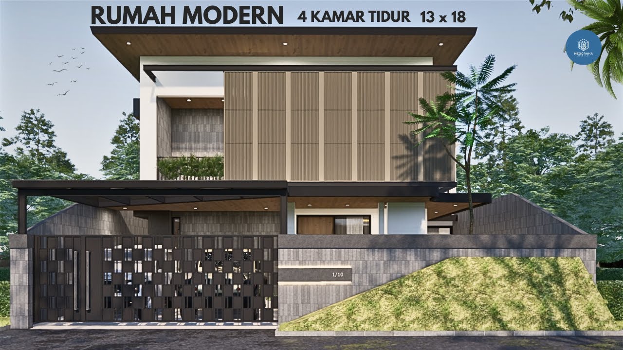 DESAIN RUMAH MEWAH BERUKURAN 13 X 18 DENGAN 4 KAMAR TIDUR | NEOGRAHA ARCHITECT
