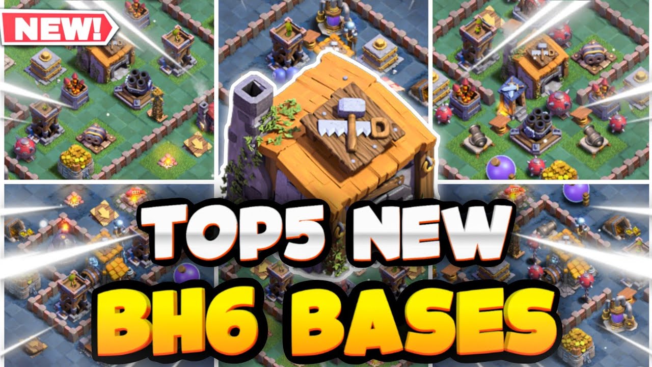 (Top 5) Best builder hall 6 base with links 2025 | New bh6 Trophy bases.