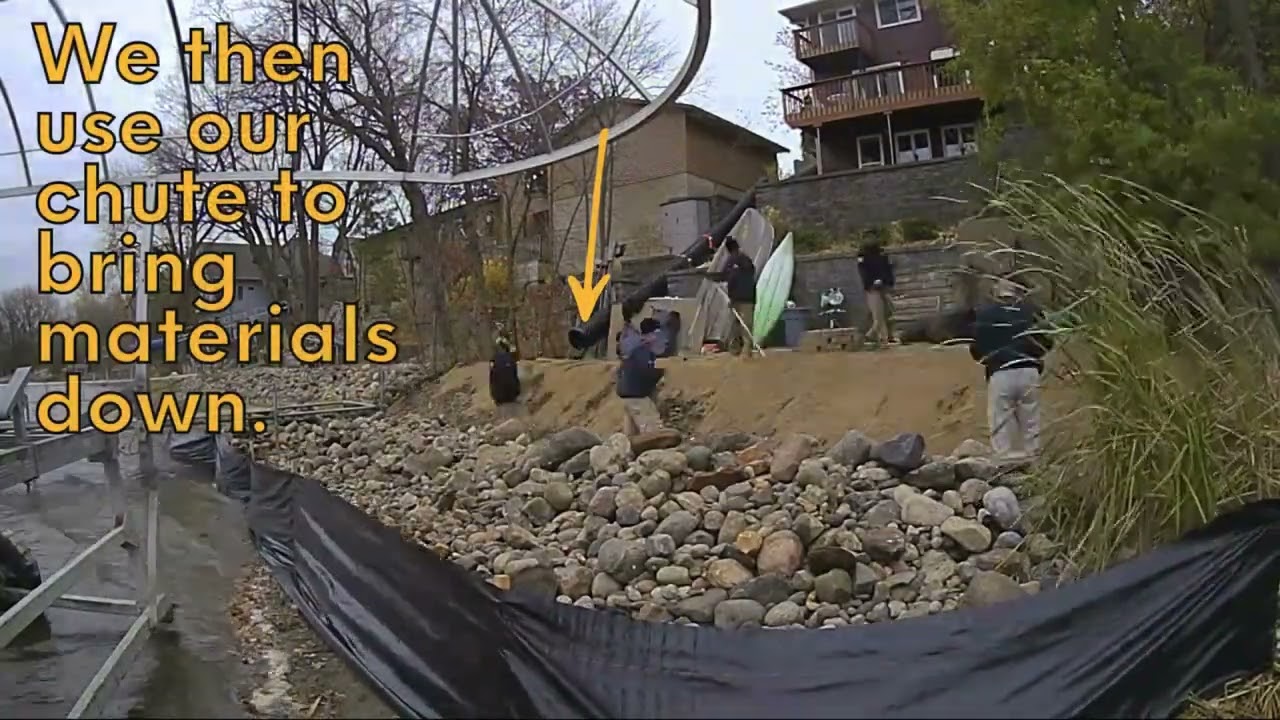 Shoreline Restoration on Slope without Truck Access
