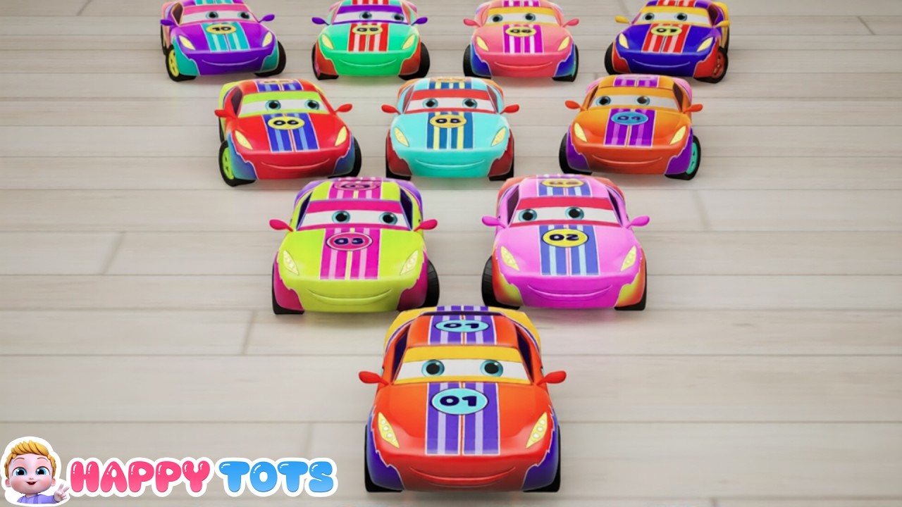 Ten Little Cars + More Happy Tots Nursery Rhymes & Kids Songs | Educational Video To Learn Numbers