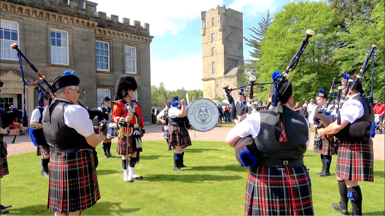 Banff Castle Pipe Band playing PM Donald Maclean of Lewis at 2022 Gordon Castle Games in Scotland
