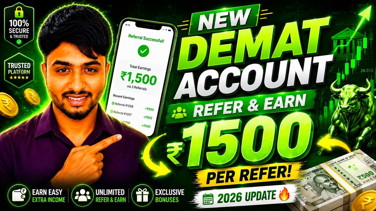 NEW DEMAT ACCOUNT REFER AND EARN 1500 REFER| BEST DEMAT ACCOUNT REFER AND EARN