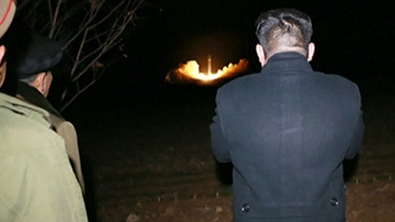 North Korean TV broadcast video of Kim Jong-un monitoring the latest missile launch