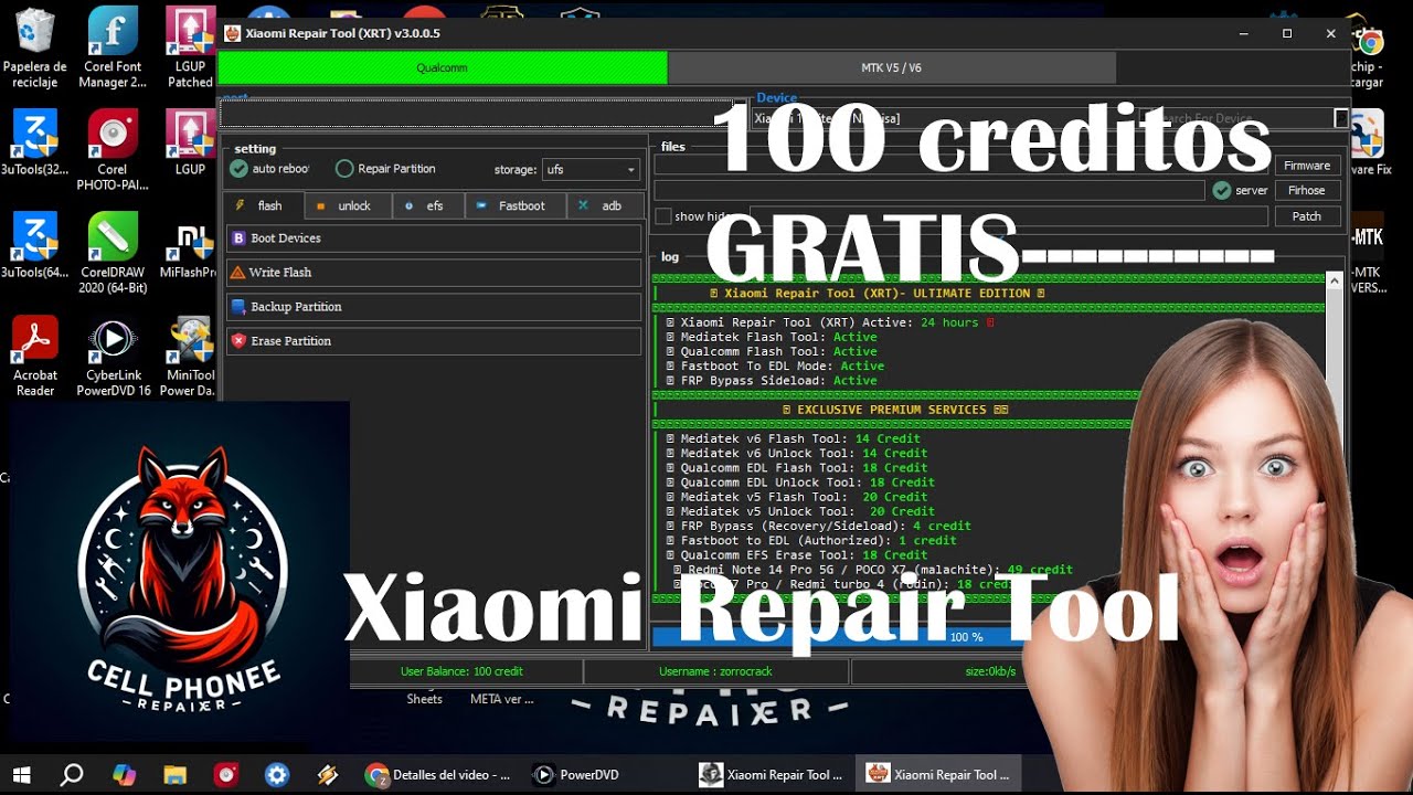 Xiaomi Repair Tool (XRT)2025 Android 15  / FRP / UNLOCK / MDM / IMEI 100 CREDITOS GRATIS PARCHE 100%